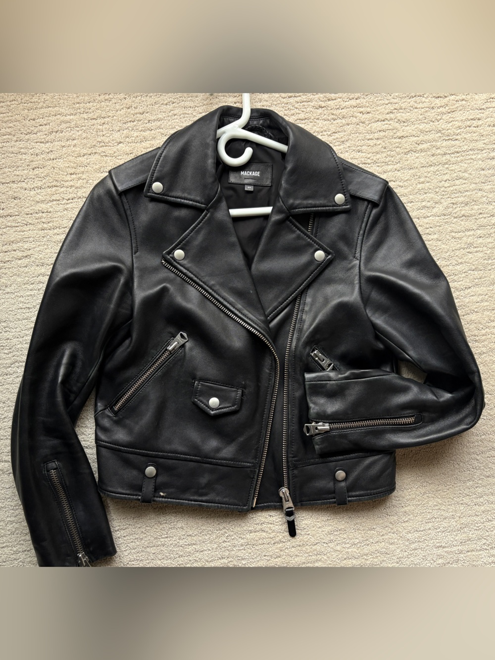 Mackage - Baya Black Leather Moto Jacket with Silver Hardware 🖤